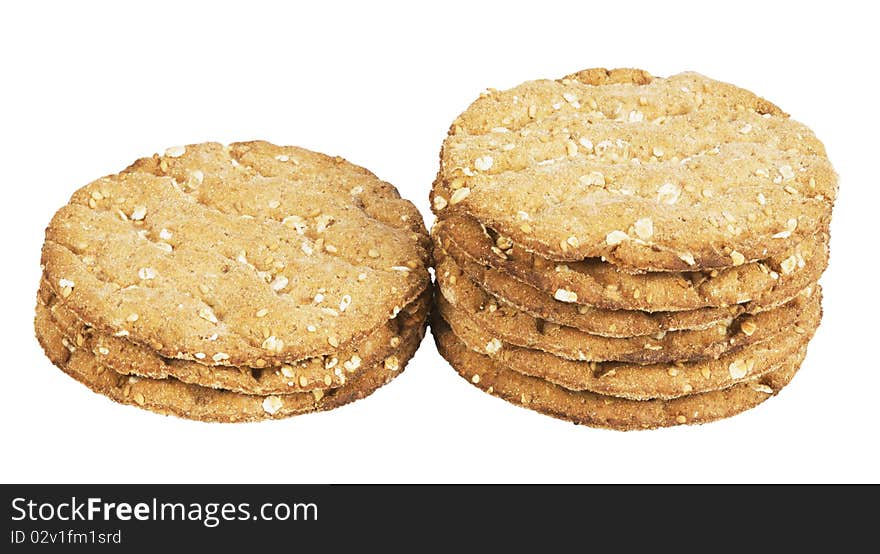 Round crispbread ,isolated on white with clipping path.