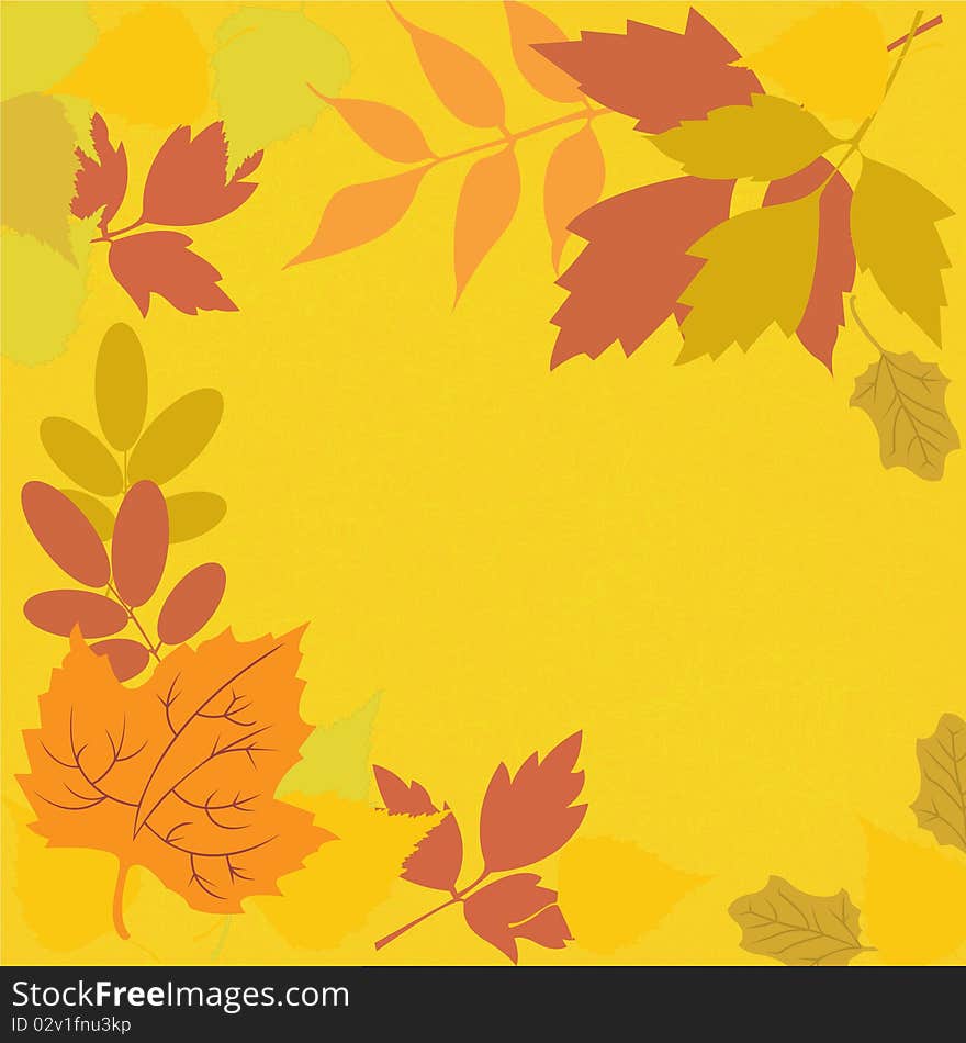 Yellow background with leaves