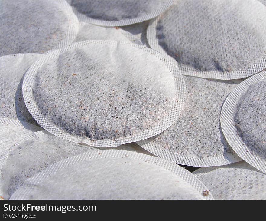 Detail photo of the round teabags background