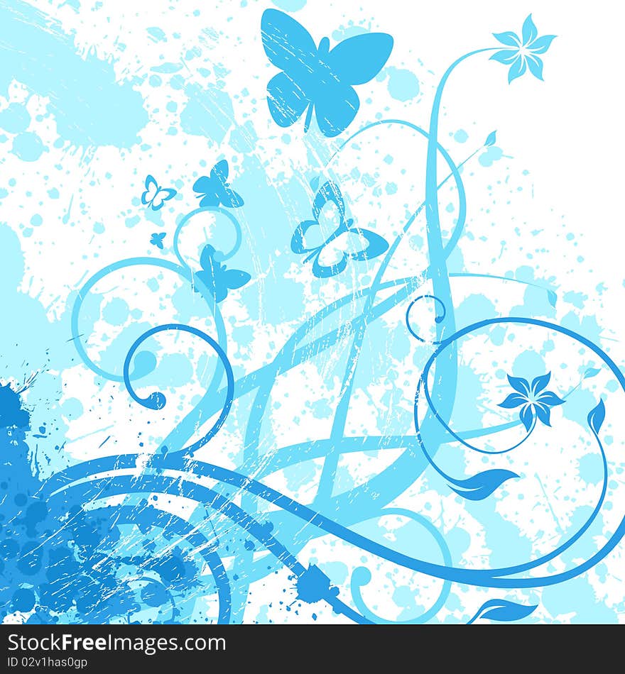 Grunge style floral background illustration vector