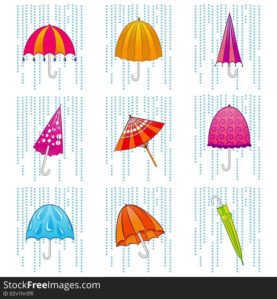 Set of umbrella design illustration vector. Set of umbrella design illustration vector