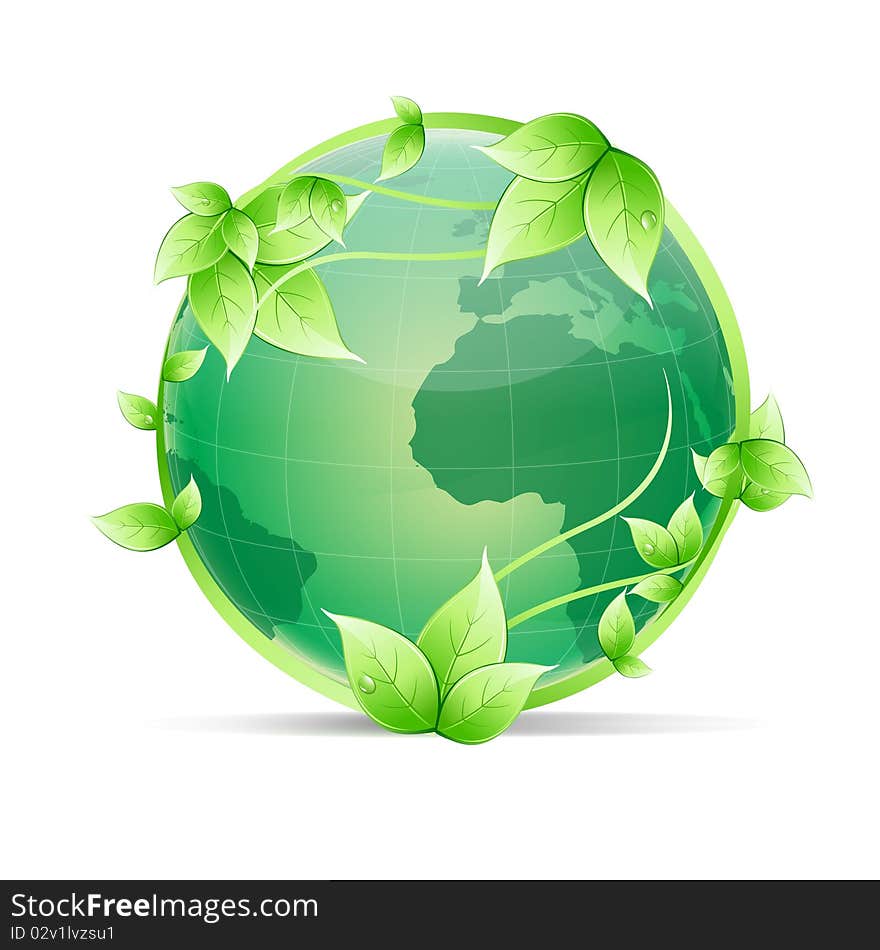 Illustration of creeper around globe on an isolated background. Illustration of creeper around globe on an isolated background