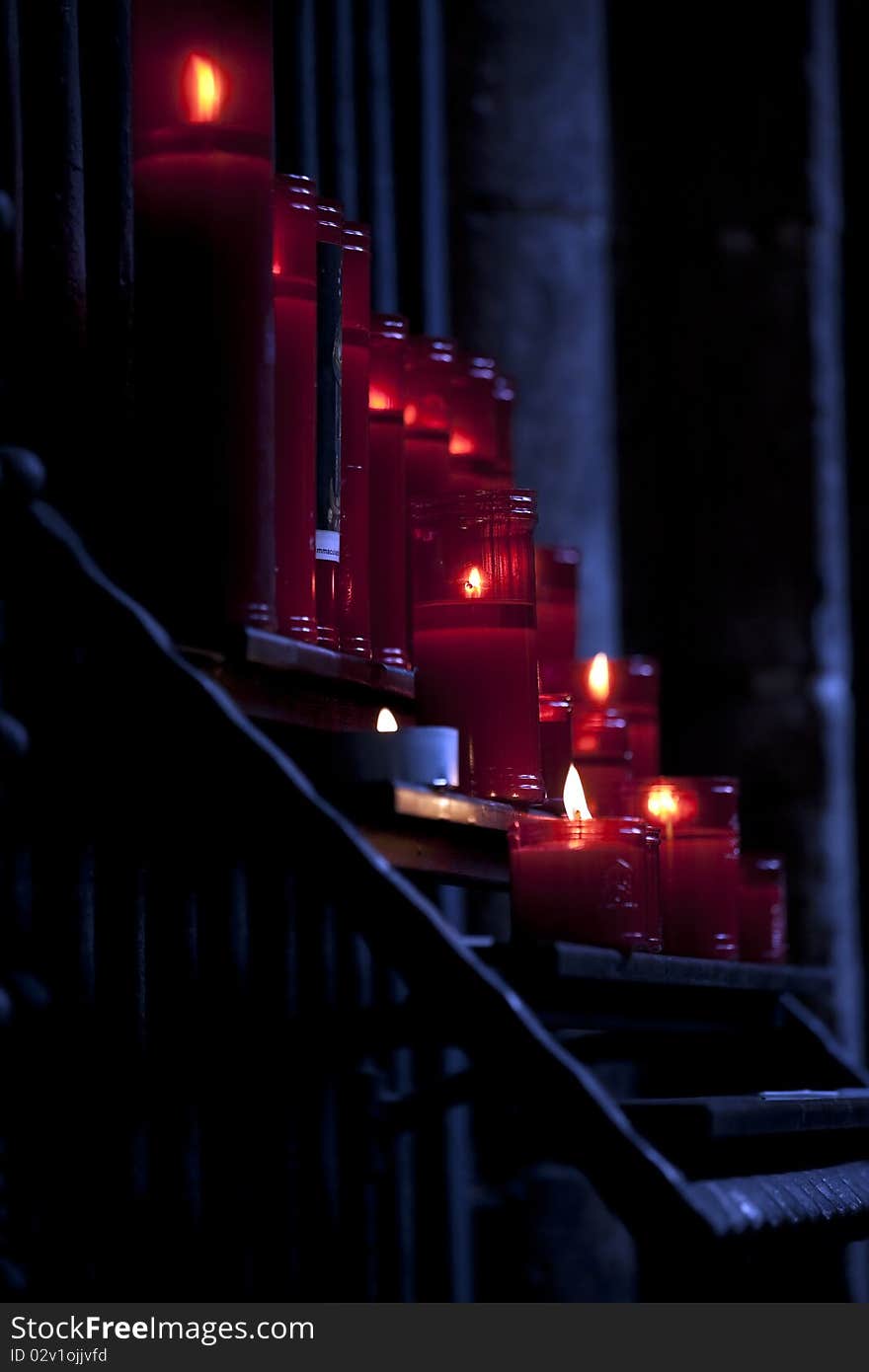 Candles in Santa Maria del Mar, Barcelona. Candles in Santa Maria del Mar, Barcelona