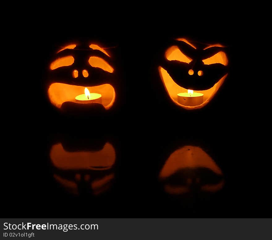 Halloween pumpkins with funny faces. Halloween pumpkins with funny faces