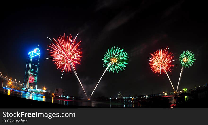 Colorful firework on a festival