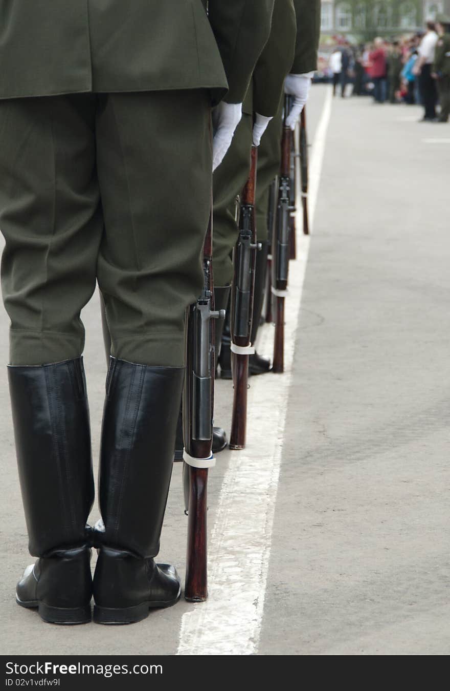 System of a guard of honour before parade the Victory on ninth of May in Saratov.