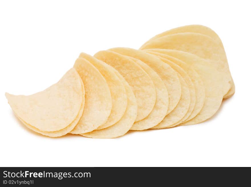 Potato chips isolated on white