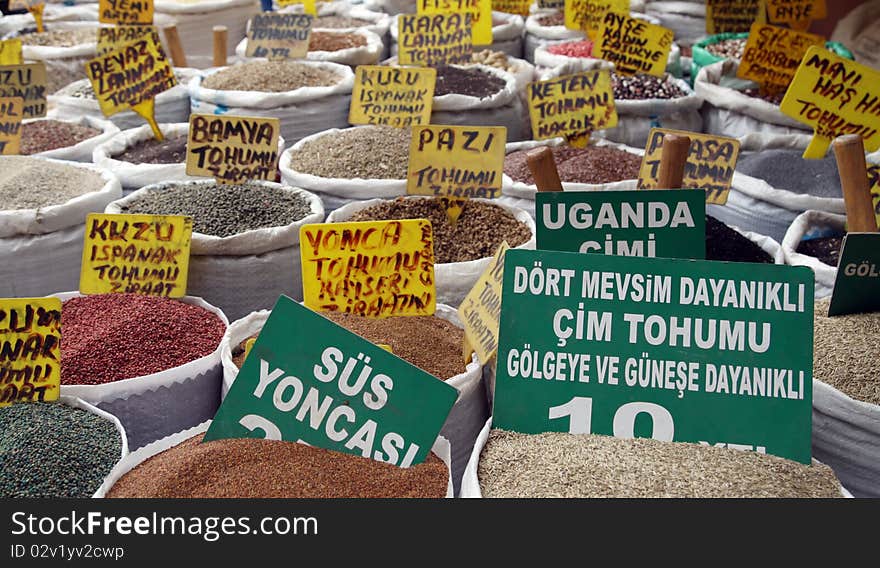 A view of seed market in Eminonu, Istanbul, Turkey.