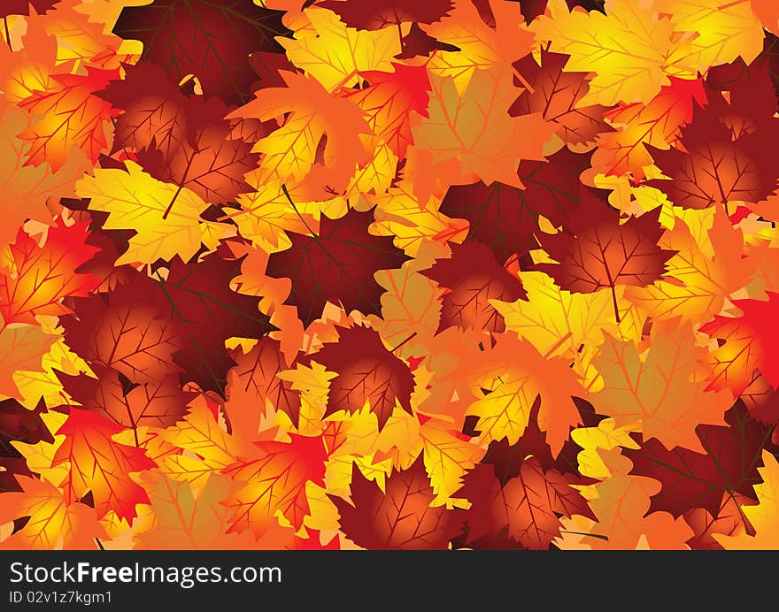 Autumn background with colored mapple leafs