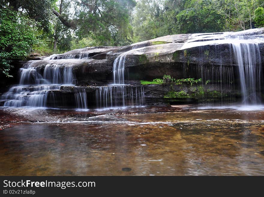 The beautiful waterfall at Phukraduang National Park in Thailand