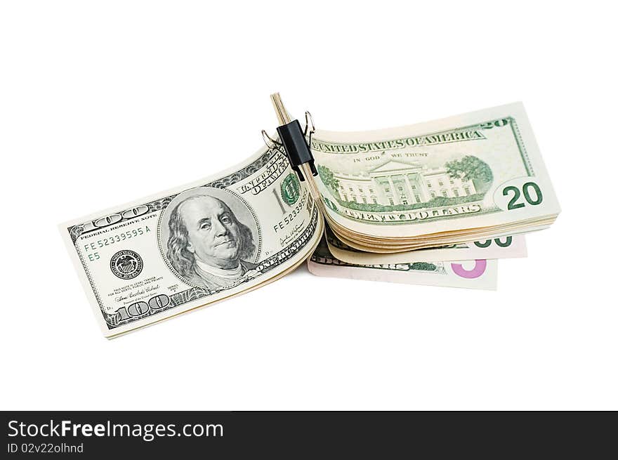 Pack Dollars Isolated Over White