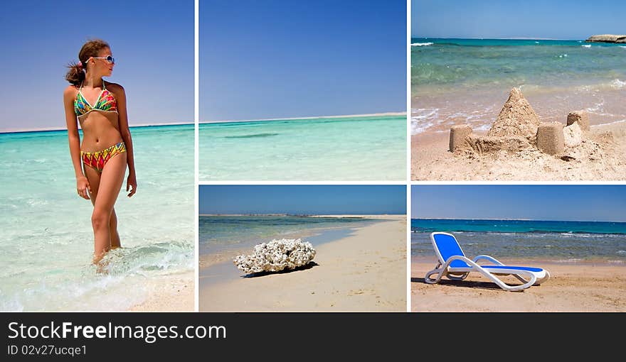 Rest on a beach. A collage. Rest on a beach. A collage