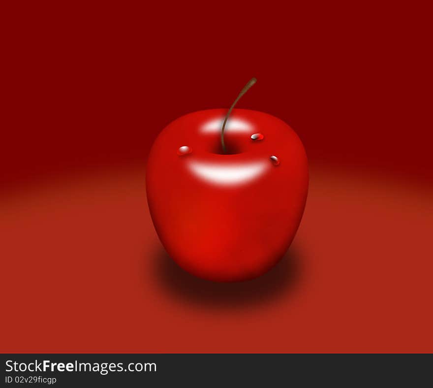 Red sweet juicy apple on a red background. Red sweet juicy apple on a red background