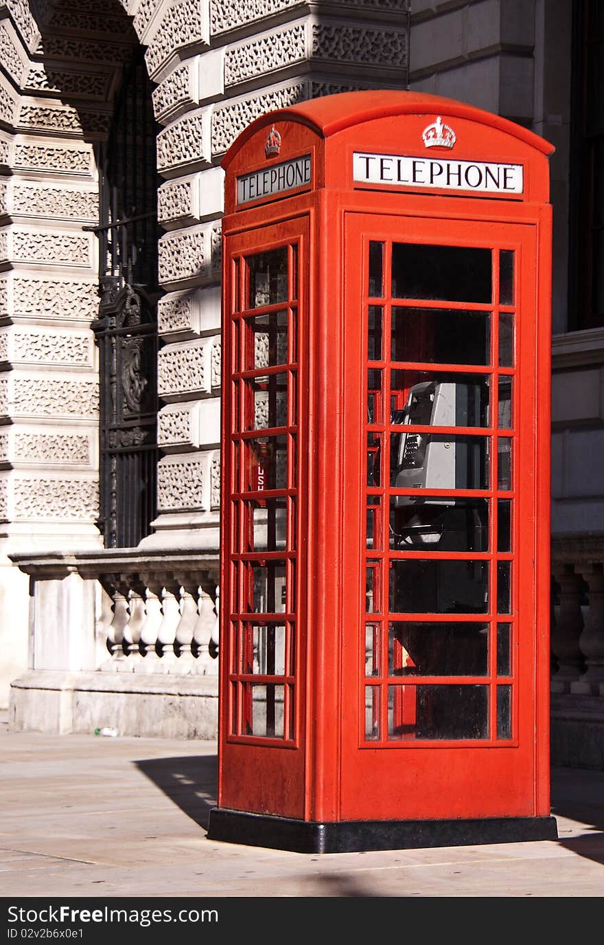 Traditional English red telephone box taken on August 23, 2010, in London. Traditional English red telephone box taken on August 23, 2010, in London