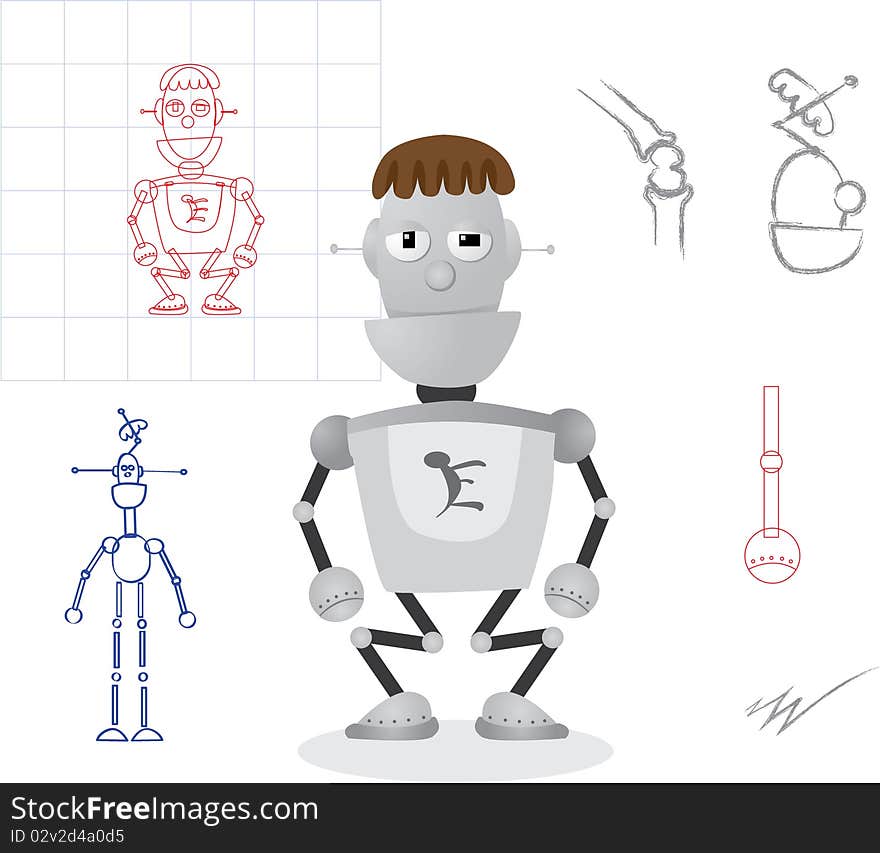 Simple robot design parts - illustration