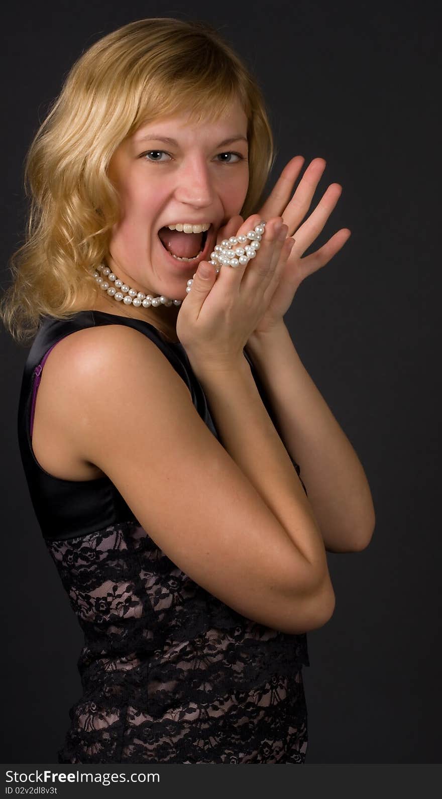 Beautiful girl with wite beads. Beautiful girl with wite beads