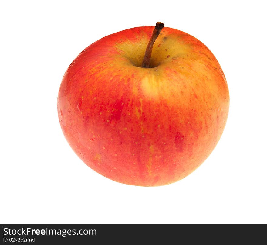 Red-yellow apple isolated with light shadow