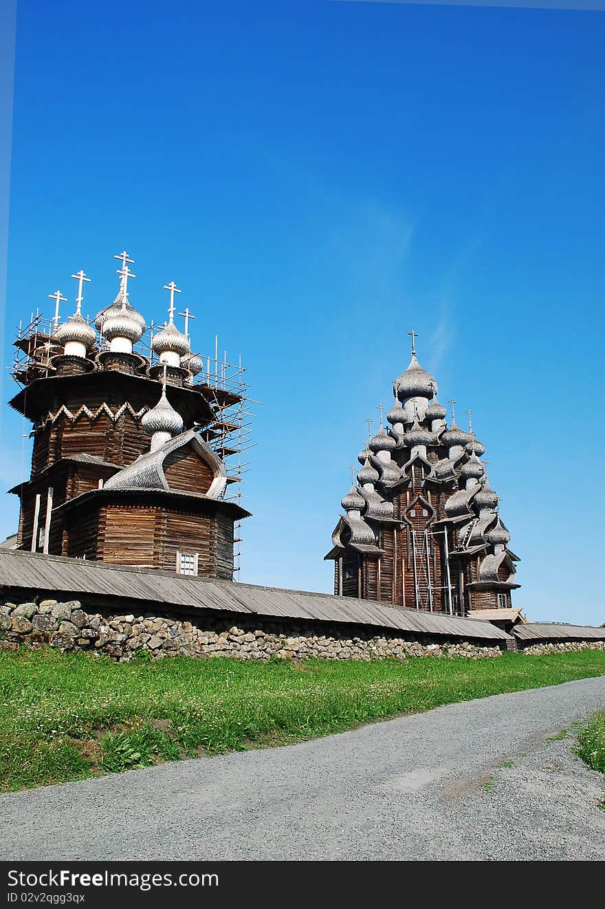 Beautiful Kizhi island on Onego lake on north of Russia. Woods architecture, museum. Beautiful Kizhi island on Onego lake on north of Russia. Woods architecture, museum.