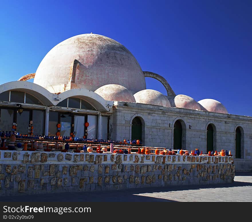 Pottery market in the Greek city on the Crete