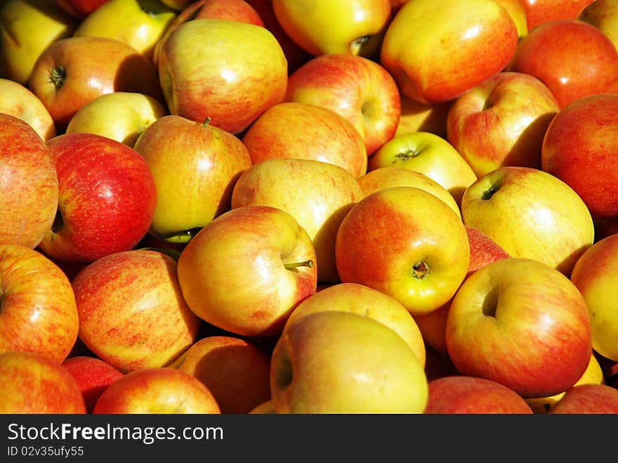 Red Apples ready to be sold in the fruit market