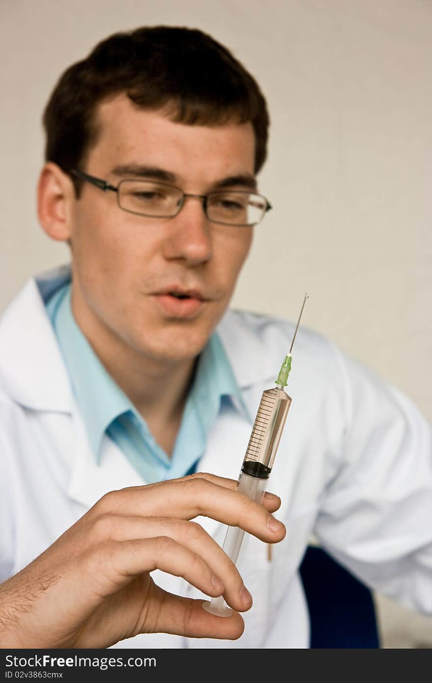 Young resident doctor at the practice