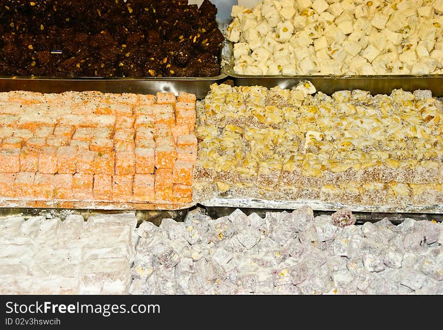 The varieties of the turkish sweet known as Halkoum. The varieties of the turkish sweet known as Halkoum