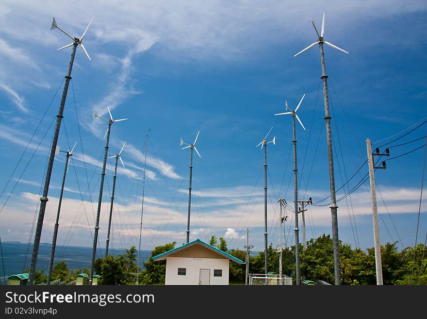 Windmill power plant on Koh Lan,Pattaya,Thailand