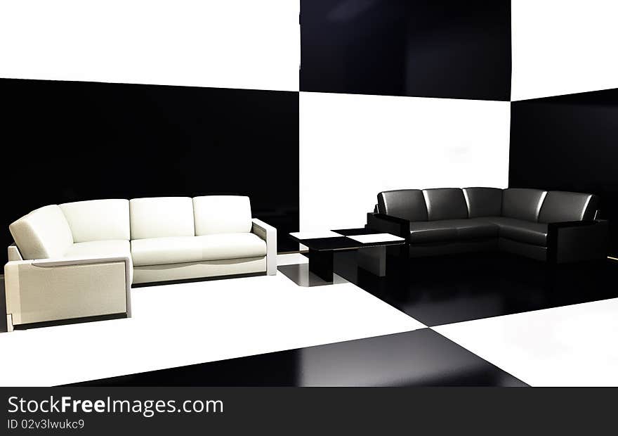 Sofas beside wall