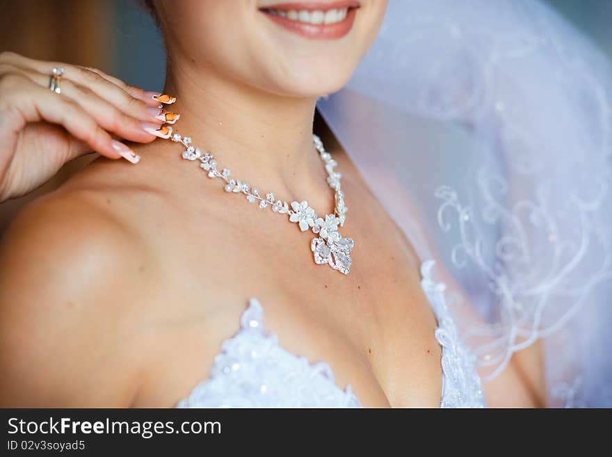 Adornment on neck of young bride