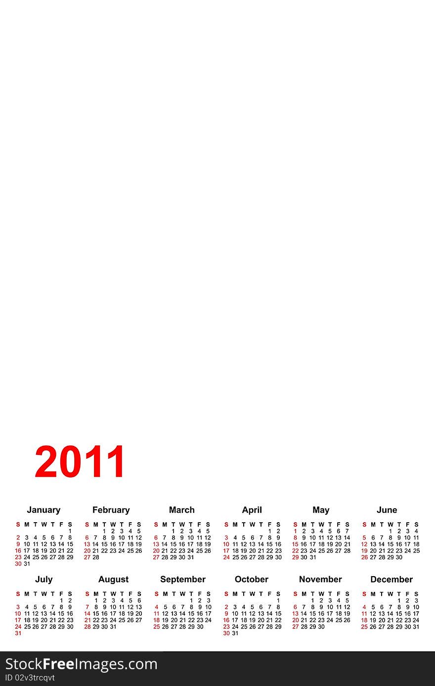 2011 white calendar