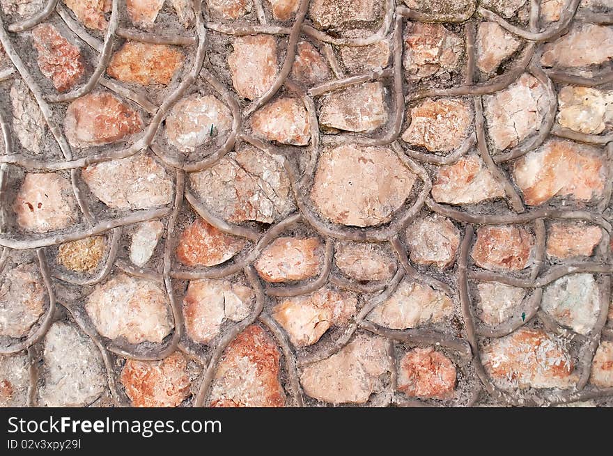 Detail of wall built of natural stone