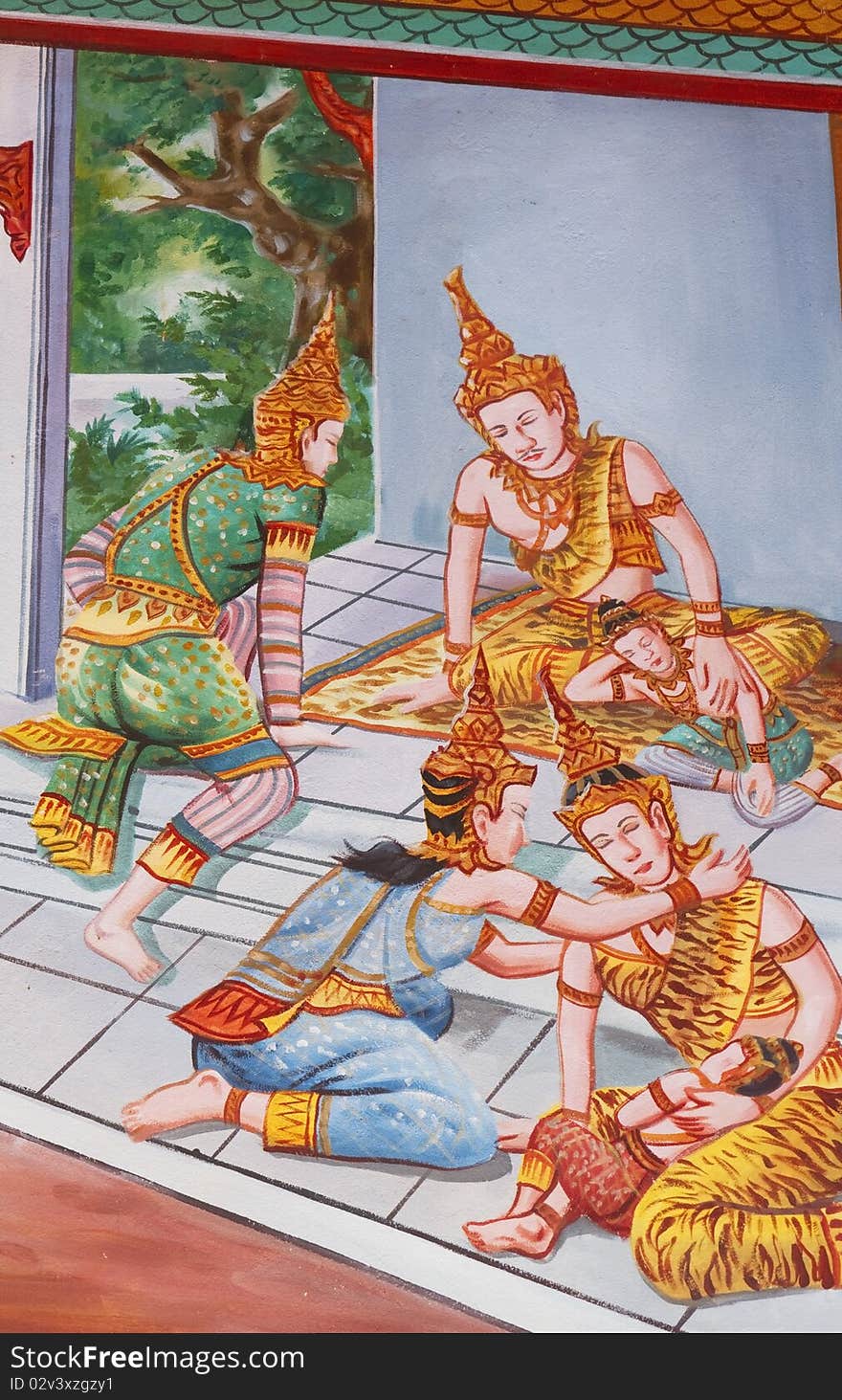 Thai temple paintings on the wall. Thai temple paintings on the wall.