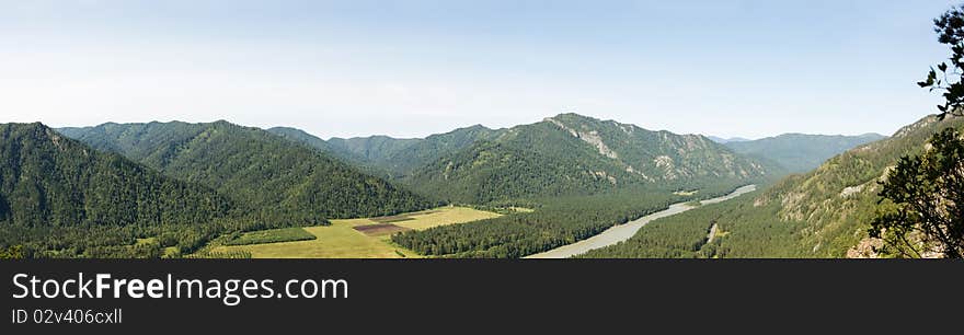 Beautiful hill valley, wild nature panorama, Altai. Beautiful hill valley, wild nature panorama, Altai