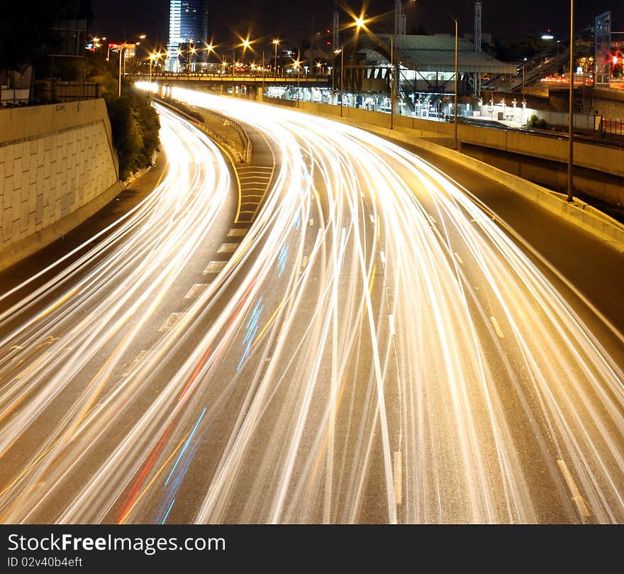 Light trails of traffic an night