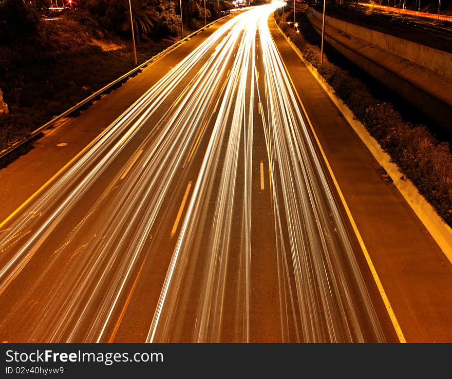 Light trails of traffic an night