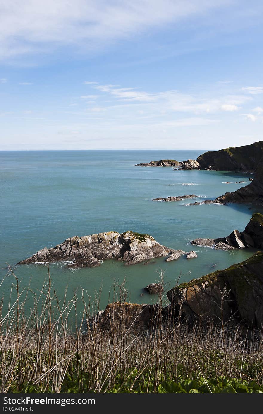 Devon coastline and cliffs in North Devon near Ilfracombe and Combe Martin