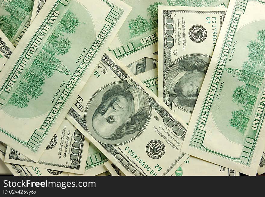 Heap of dollars, money background