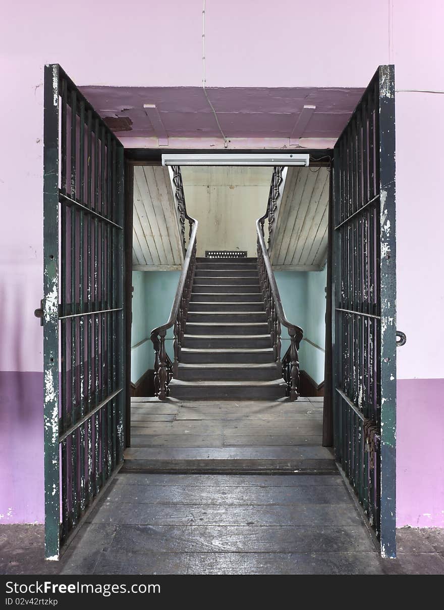 Ancient stairs in Colonial style building ,Bangkok,Thailand. Ancient stairs in Colonial style building ,Bangkok,Thailand