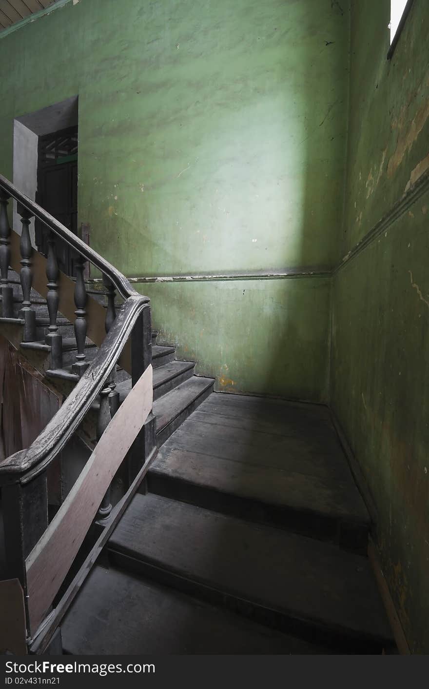 Ancient stairs in Colonial style building ,Bangkok,Thailand. Ancient stairs in Colonial style building ,Bangkok,Thailand