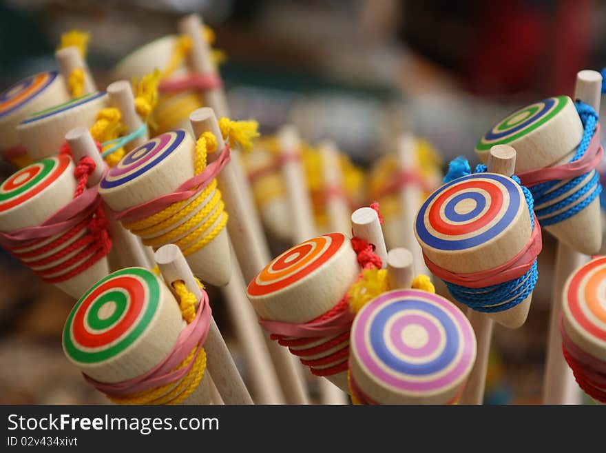 Photo of wooden yo-yo. Taken at the Freiburg market, Germany.