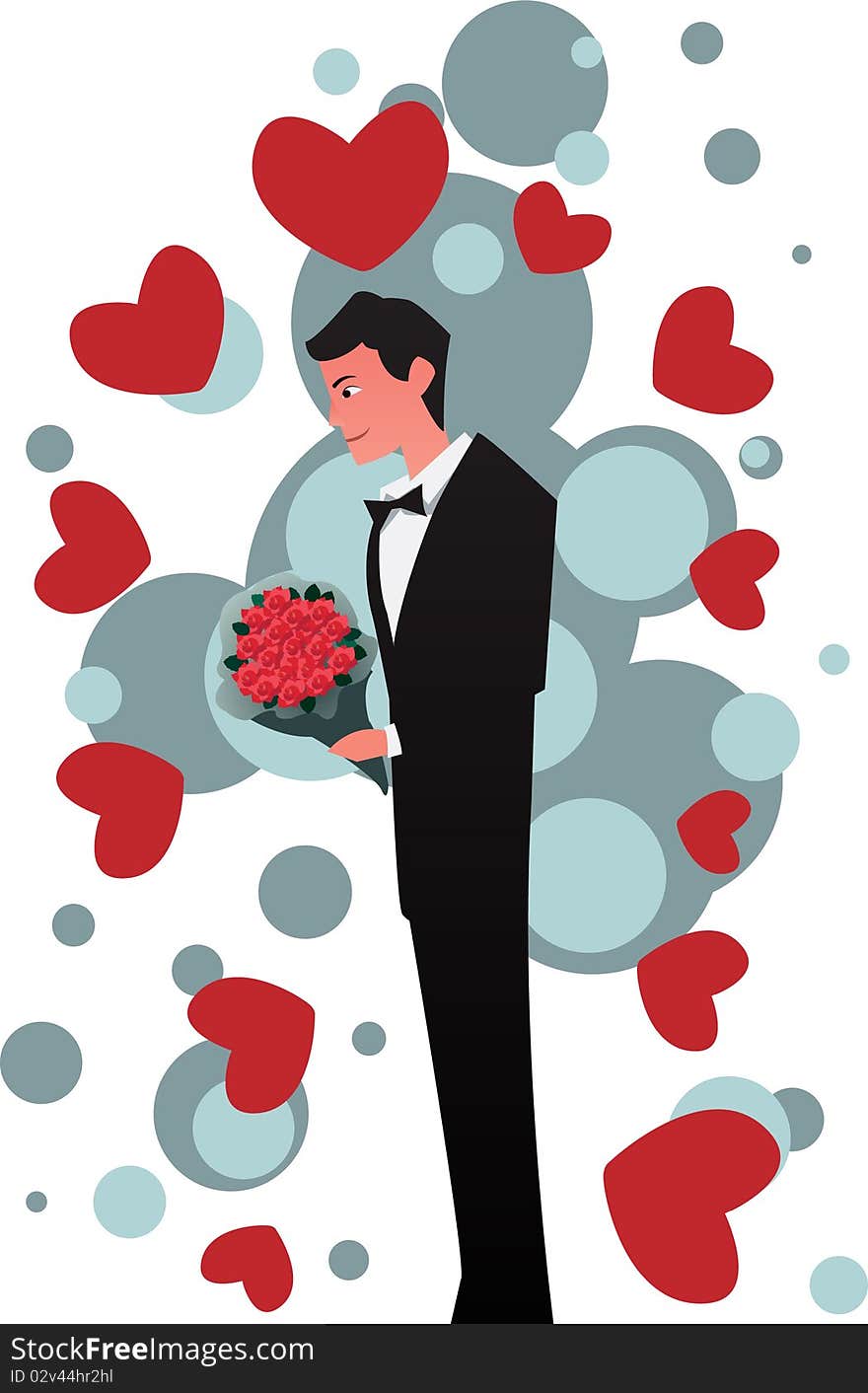 Image of a man who waits to deliver a flower to his girlfriend on valentine night. Image of a man who waits to deliver a flower to his girlfriend on valentine night.