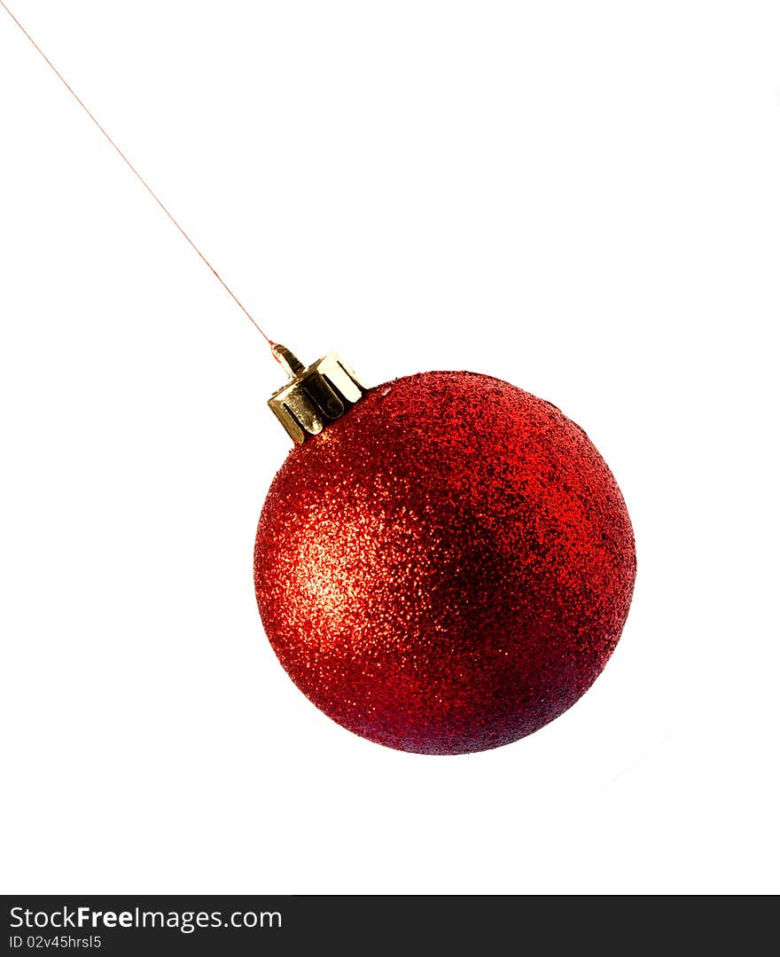 Red chritsmas tree bauble on white background. Red chritsmas tree bauble on white background