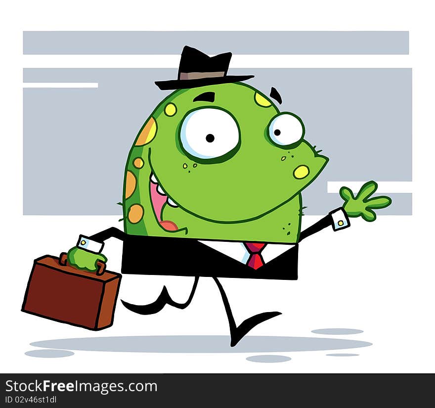 Friendly toon monster businessman in a black suit