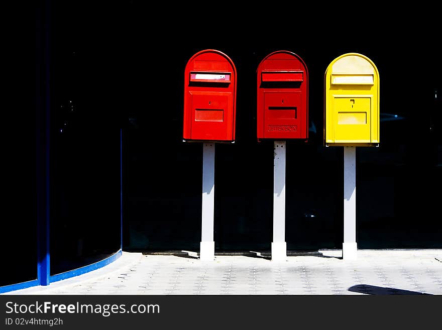 Letter boxes on a black background