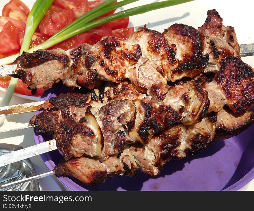 kebab with onion and spice