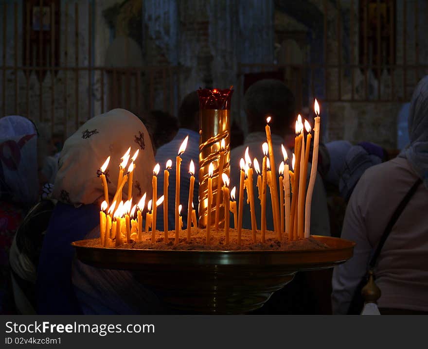 Candles in the orthodox Church. Candles in the orthodox Church