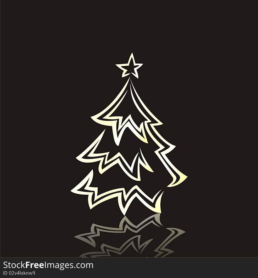 Christmas  Tree On Black Background