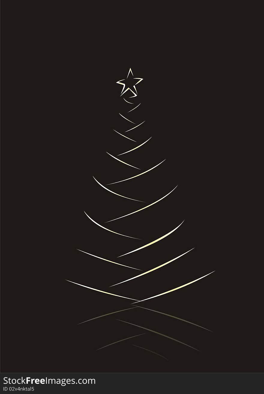 Vector Christmas  gold tree on black background. Vector Christmas  gold tree on black background