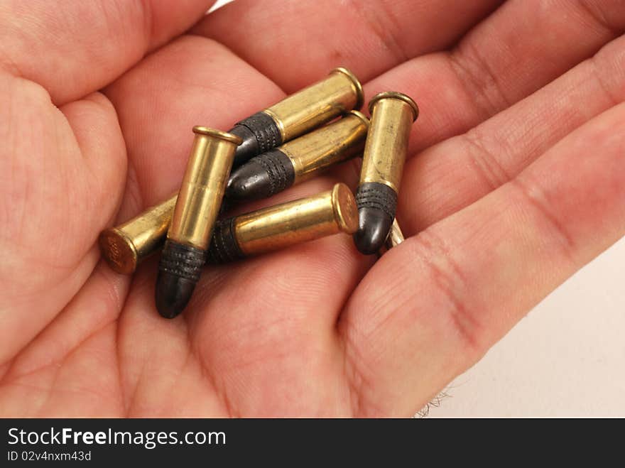 Stock pictures of bullets for use in a rifle or gun