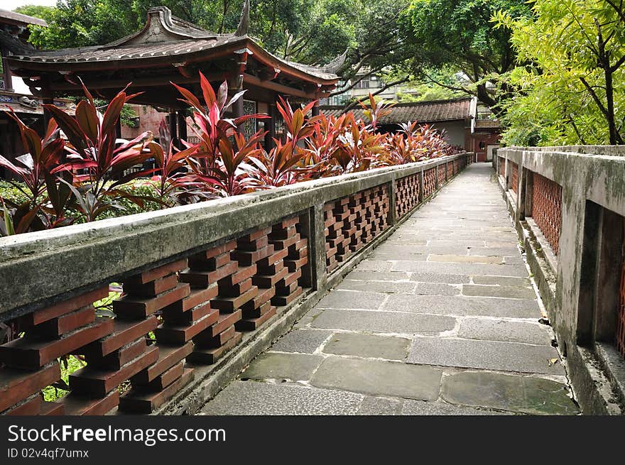 The courtyard with a path in chinese style